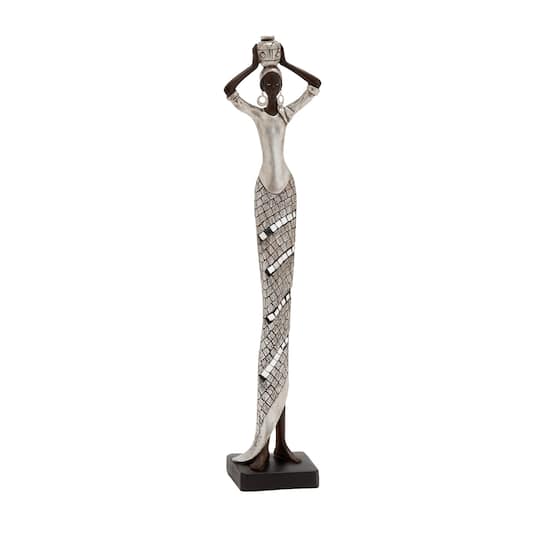 19" Silver Eclectic Woman Sculpture